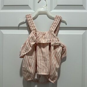 Abercrombie Kids off the shoulder top coral and cream